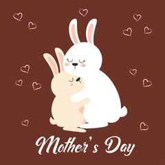 greeting card for mothers day with rabbits
