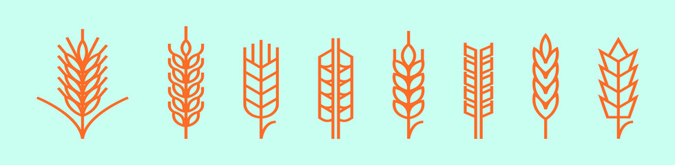set of wheat stalks cartoon icon design template with various models. vector illustration isolated on blue background