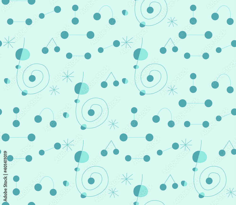 Poster seamless geometric pattern with the image of planets, stars, constellations. vector design for web b