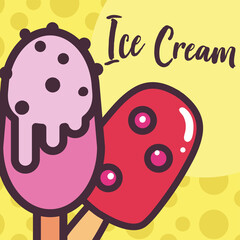 ice creams with berries chips and sticks vector design