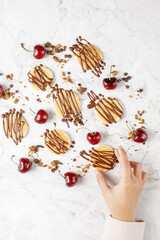 top shoot of pancake with cherry
