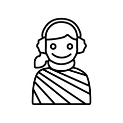 Girl wearing muffs winter clothes line icon