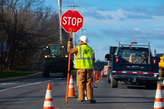 Naklejki Signs repairs road and worker