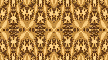 African fabric, cotton – Textured and seamless tribal pattern – Cream and coffee colors, photo