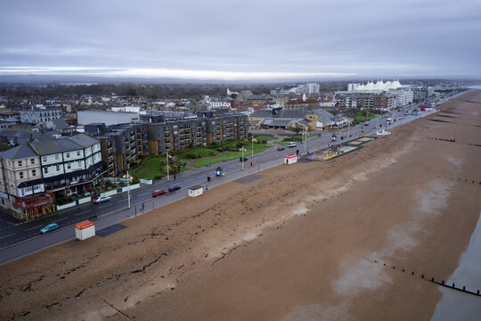 Bognor Regis seafront aerial photo with Butlins in view looking towards Felpham.