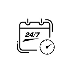 open 24 hours a day and 7 days a week icons