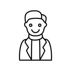 A young guy in winter clothes line icon