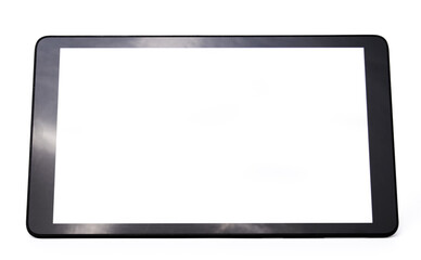 Black tablet computer isolated on white background