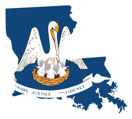 flag and silhouette of the state of Louisiana