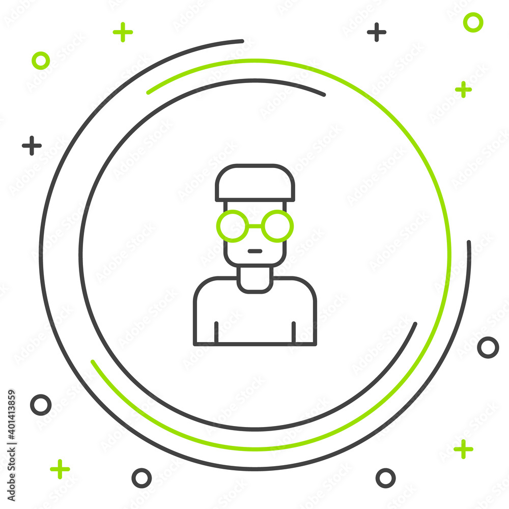 Poster line nerd geek icon isolated on white background. colorful outline concept. vector.