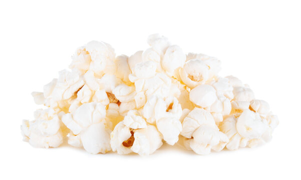 Tasty Popcorn snack closeup isolated on white background