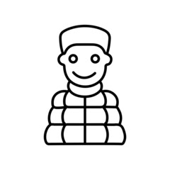 young guy with a hat winter line icon