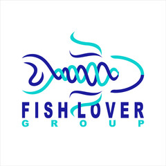 Fish Lovers Group Logo Design Vector