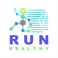 Run Healthy Logo Design Vector