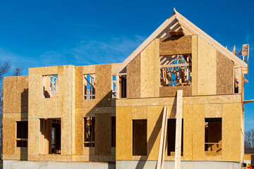 Fototapeta na wymiar construction of a plywood house