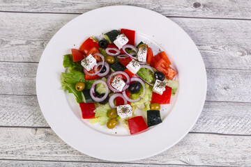 Traditional Greek salad with feta cheese