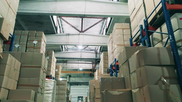 Storage of a paper-producing factory filled with carton boxes