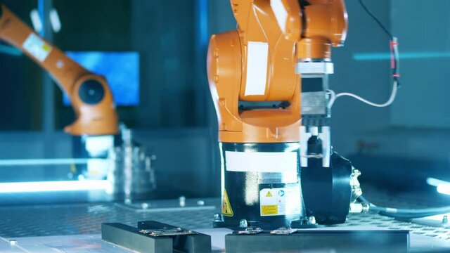 Industrial robot 'pick and place' operation at laboratory