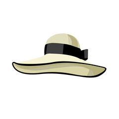 Women's hat on a white background. Fashion illustration. Vector illustration