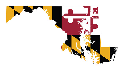 flag and silhouette of the state of Maryland - obrazy, fototapety, plakaty