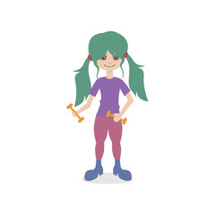 Sports girl on a white background.