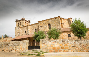 Fototapeta na wymiar Church of Our Lady of the Assumption in Herreros village (municipality of Cidones), province of Soria, Castile and Leon, Spain