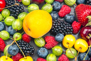 lots of fresh different berries. useful vitamin healthy food fruit. healthy vegetable breakfast