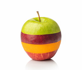 Mixed Apple and Orange isolated on white