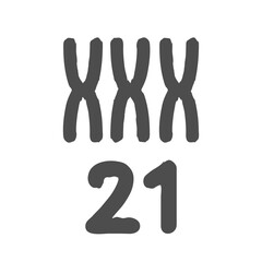 Awareness down syndrome month poster. Vector illustration. World down syndrome day solidarity concept. 21st of march. Three pairs of chromosomes. Number 21. EPS10.