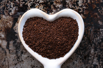  Ground Coffee on a Heart Shaped Spoon