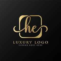 HE Logo Design Vector Template. Initial Luxury Letter HE Vector Illustration
