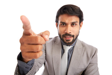 wide angle shot of expressive young businessman on white background.
