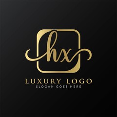 HX Logo Design Vector Template. Initial Luxury Letter HX Vector Illustration
