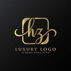 HZ Logo Design Vector Template. Initial Luxury Letter HZ Vector Illustration