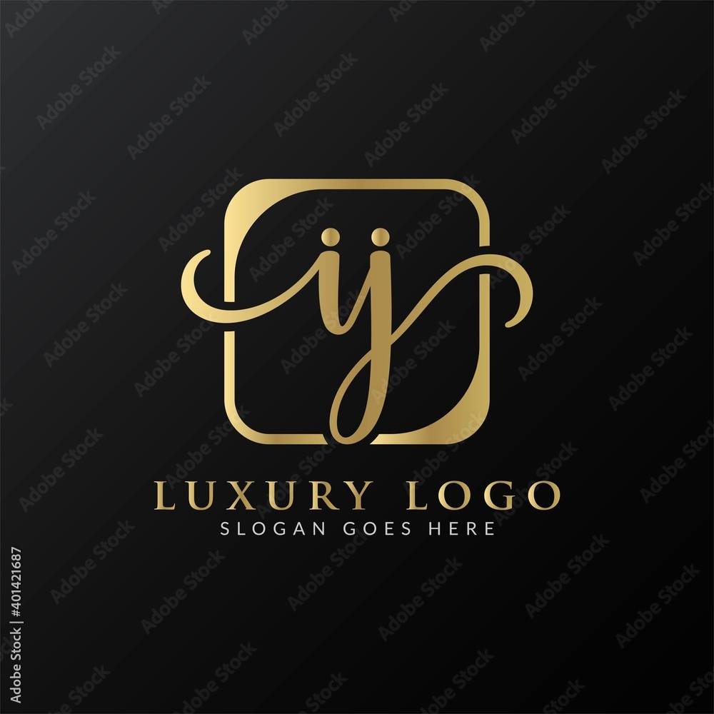 Wall mural Initial IJ letter Logo Design vector Template. Abstract Luxury Letter IJ logo Design