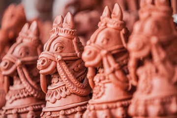 terracotta clay-based unglazed ceramic horses