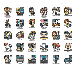 Set of Medical Technology thin line and pixel perfect icons for any web and app project.
