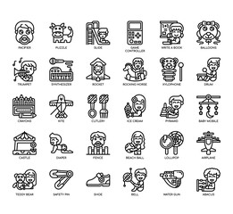 Set of Kindergarten thin line and pixel perfect icons for any web and app project.