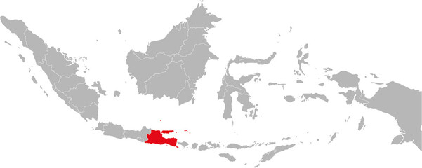 Jawa timur province isolated on indonesia map. Gray background. Business concepts and backgrounds.