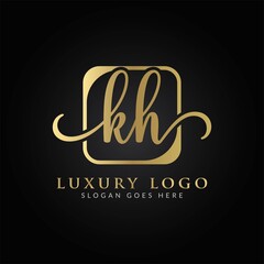 Linked Letter KH Logo Design vector Template. Creative Abstract KH Luxury Logo Design Vector Illustration