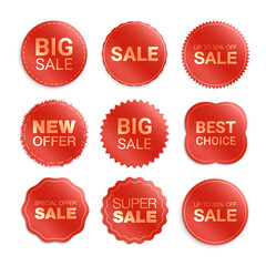 Vector labels isolated on white background. Sale promotion, website stickers, new offer badge collection. Flat badges discount and tags. Best choice tags.  Vector illustration