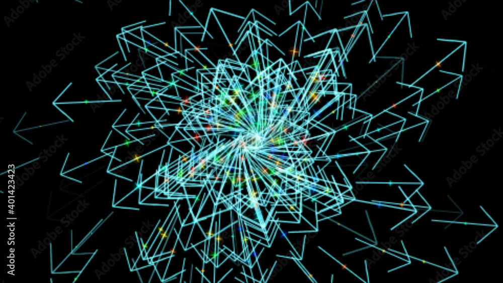 Poster close-up of flying and falling arrows on an isolated black background, flying at high speed through 
