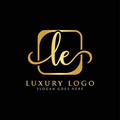 Initial LE letter Logo Design vector Template. Luxury Letter LE logo Design