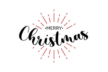 Merry Christmas black hand lettering inscription to winter holiday design. Creative typography for Holiday Greeting Gift Poar