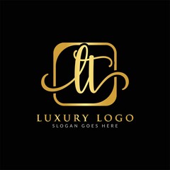 Initial LT letter Logo Design vector Template. Luxury Letter LT logo Design