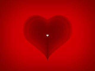 heart on red background 3d rendering
