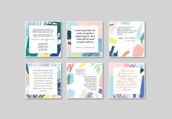 Floral Cards with Flowers and Leaves Layout