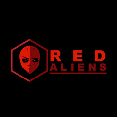 Red Alien Logo Design Vector