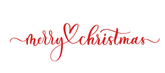 Merry Christmas handwritten red text on white background.