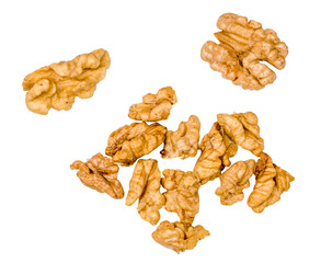 Walnuts isolated on white background, top view